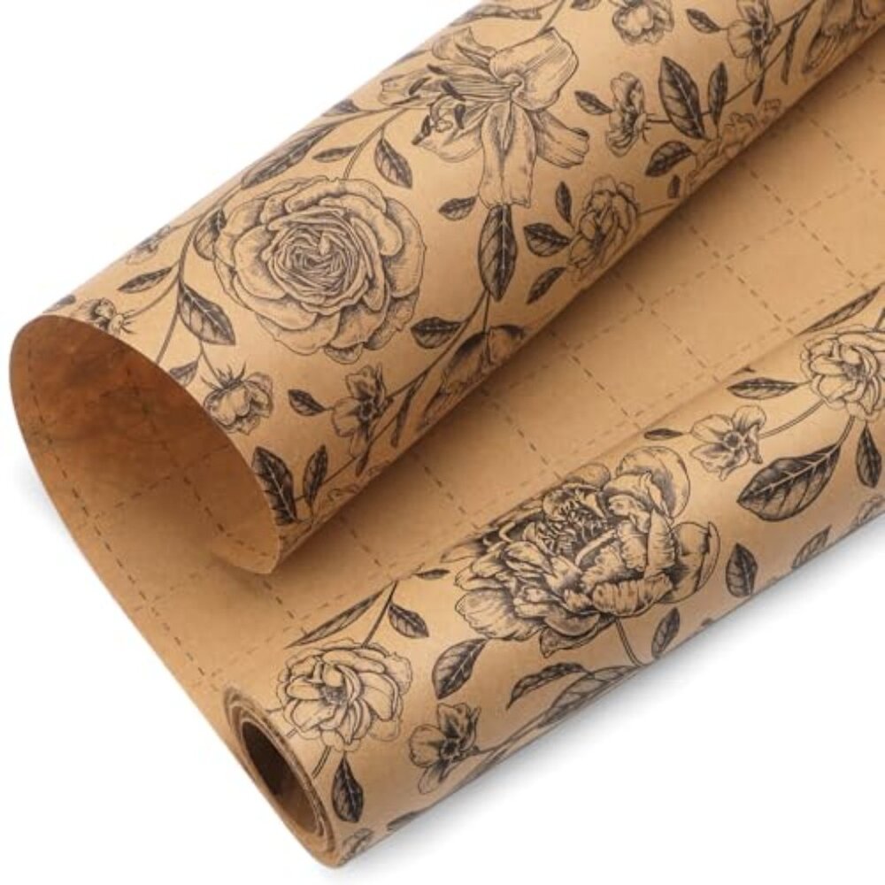 Wedding Kraft‎ Wrapping Paper Floral Vintage Style Paper